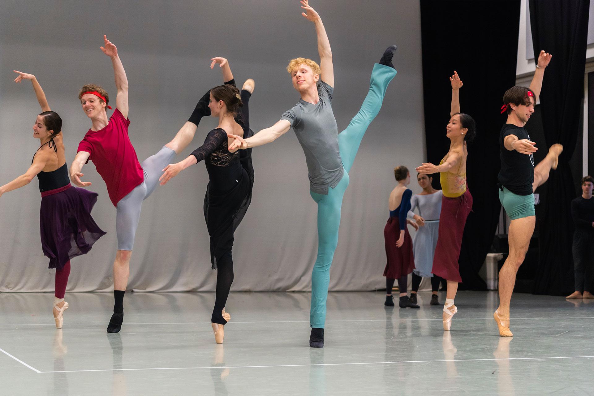 Northern Ballet dancers rehearsing the ballroom scene from Cinderella. Photo Riku Ito.