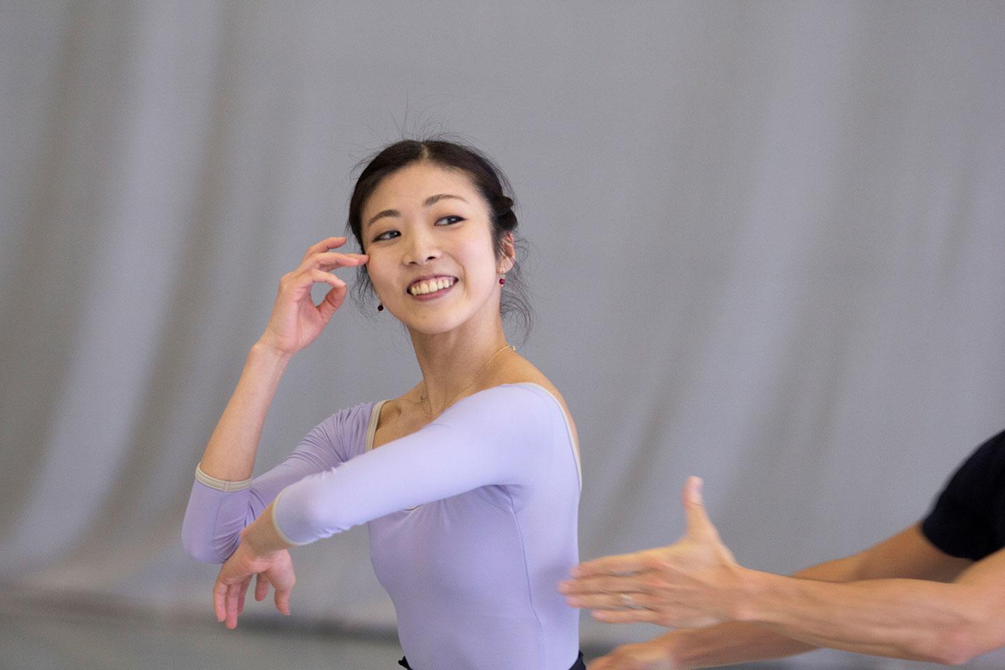 Ayami Miyata rehearsing Geisha. Photo Emily Nuttall.
