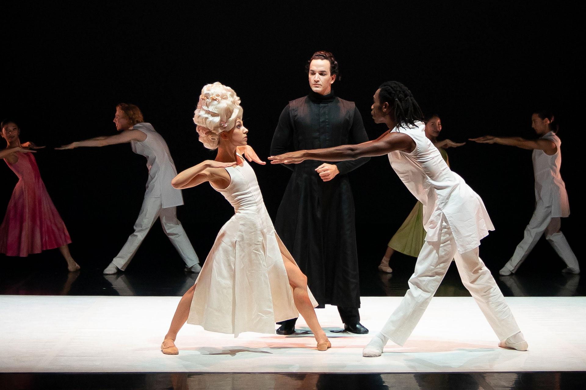 Herr Mozart interupts Nanerl and Wolfgang's fun in The Kingdom of Back. Photo Emma Kauldhar