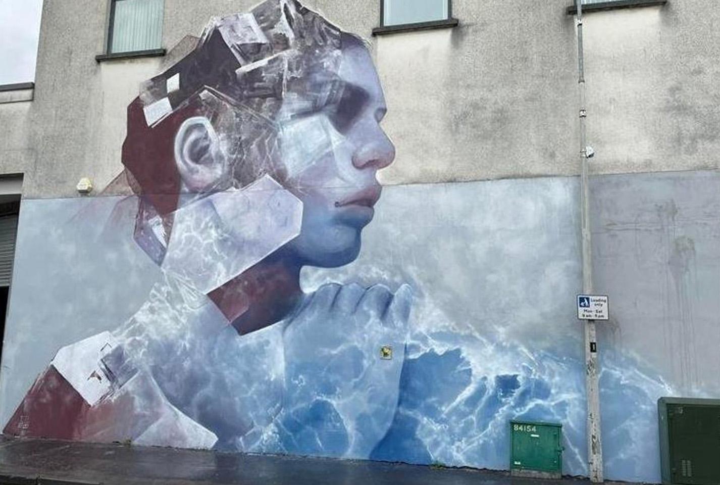 Mural of a mermaid in the water