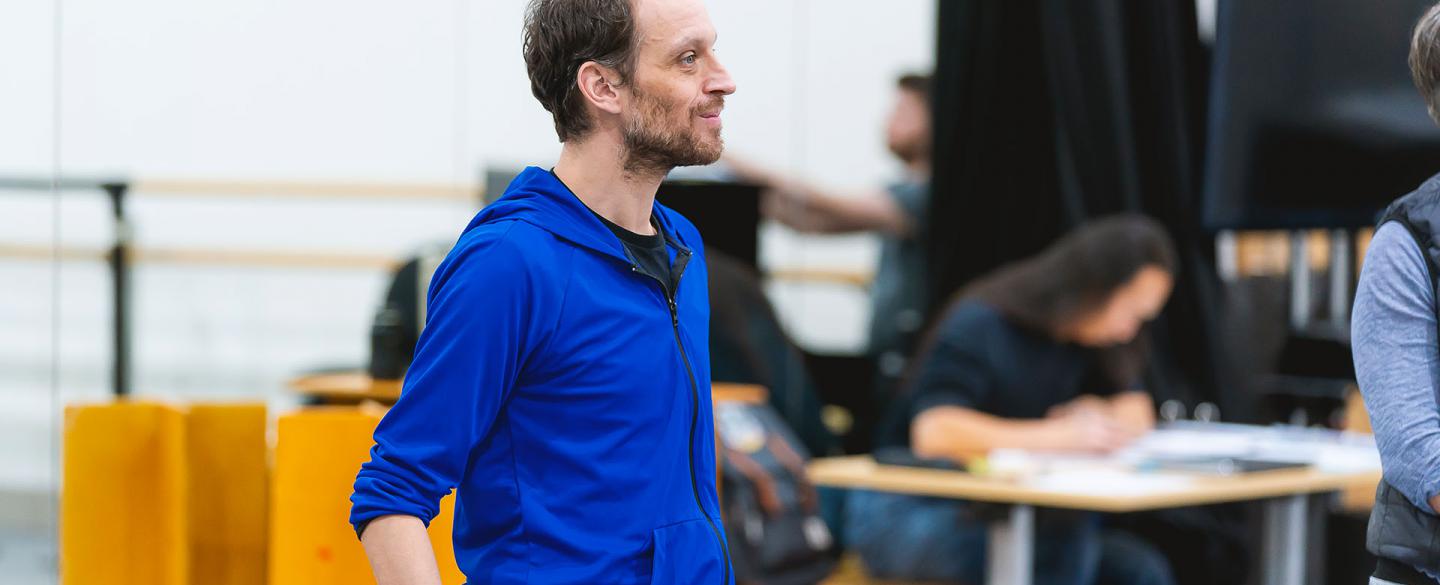 Luke Ahmet in rehearsal for Jane Eyre.