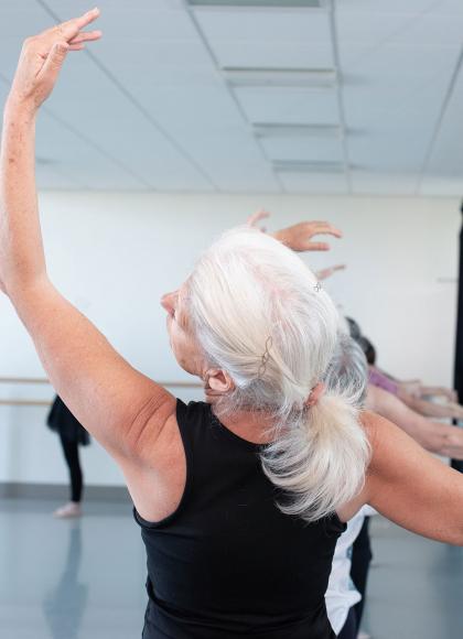Students at the barre on the Academy of Northern Ballet's Over 55s class. Photo Kathie Tiffany