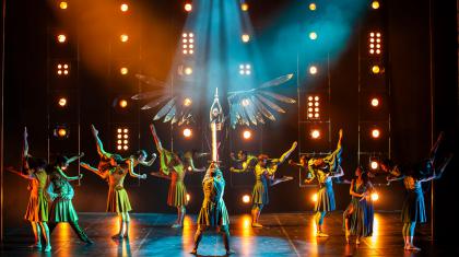 Merlin holds the glowing sword high against Morgan's magicks, Morgan stands, her dark wings spread behind her holding a deadly dagger, between then the Kingdom is at war